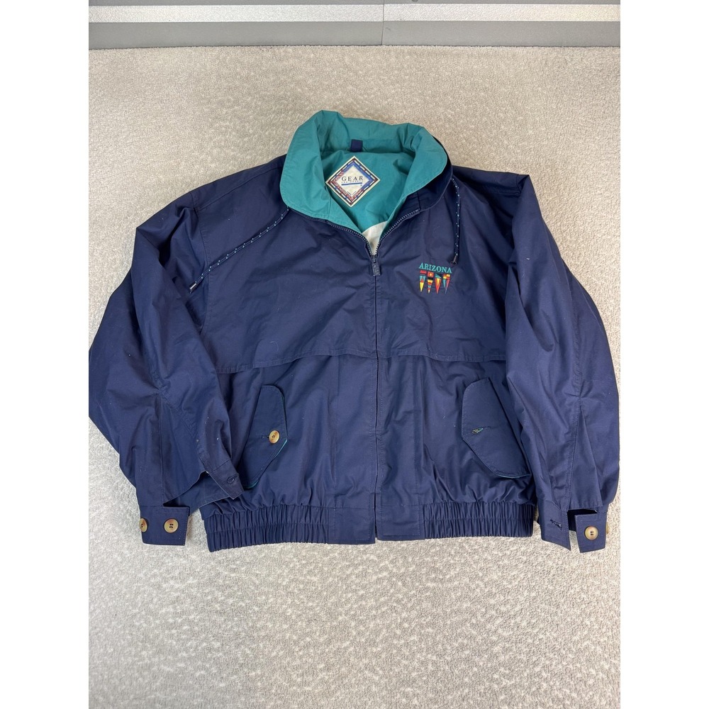 Vintage Gear For Sports Jacket Mens Large Blue Arizona Windbreaker Southwestern